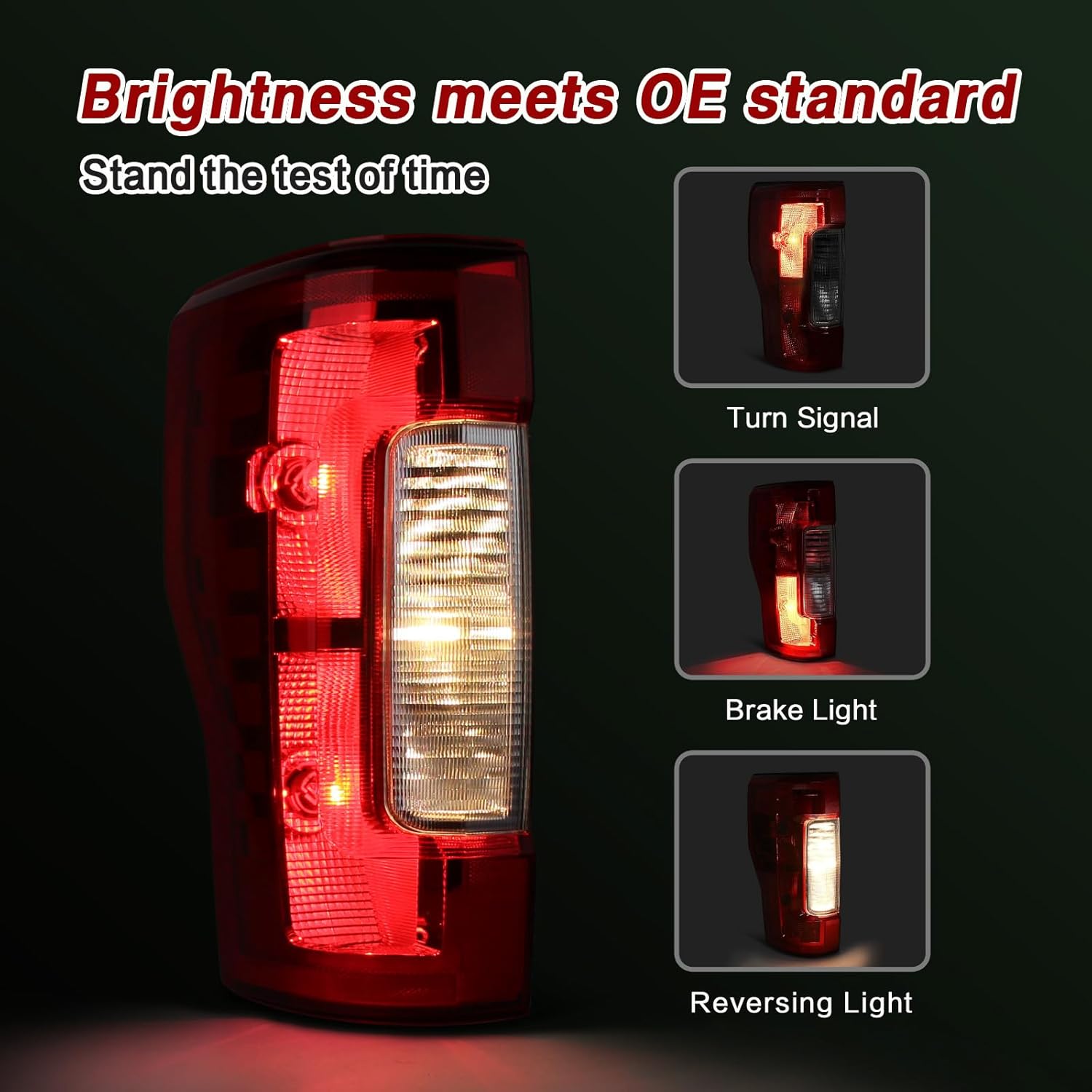 Tail Lights Compatible with Ford F250 F350 XL,XLT 2017 2018 2019 Super Duty Rear Brake Lamp Signal Assembly Replace HC3Z13405D,HC3Z13405F,FO2800256(Halogen W/O Blind Spot, Left Driver Side)