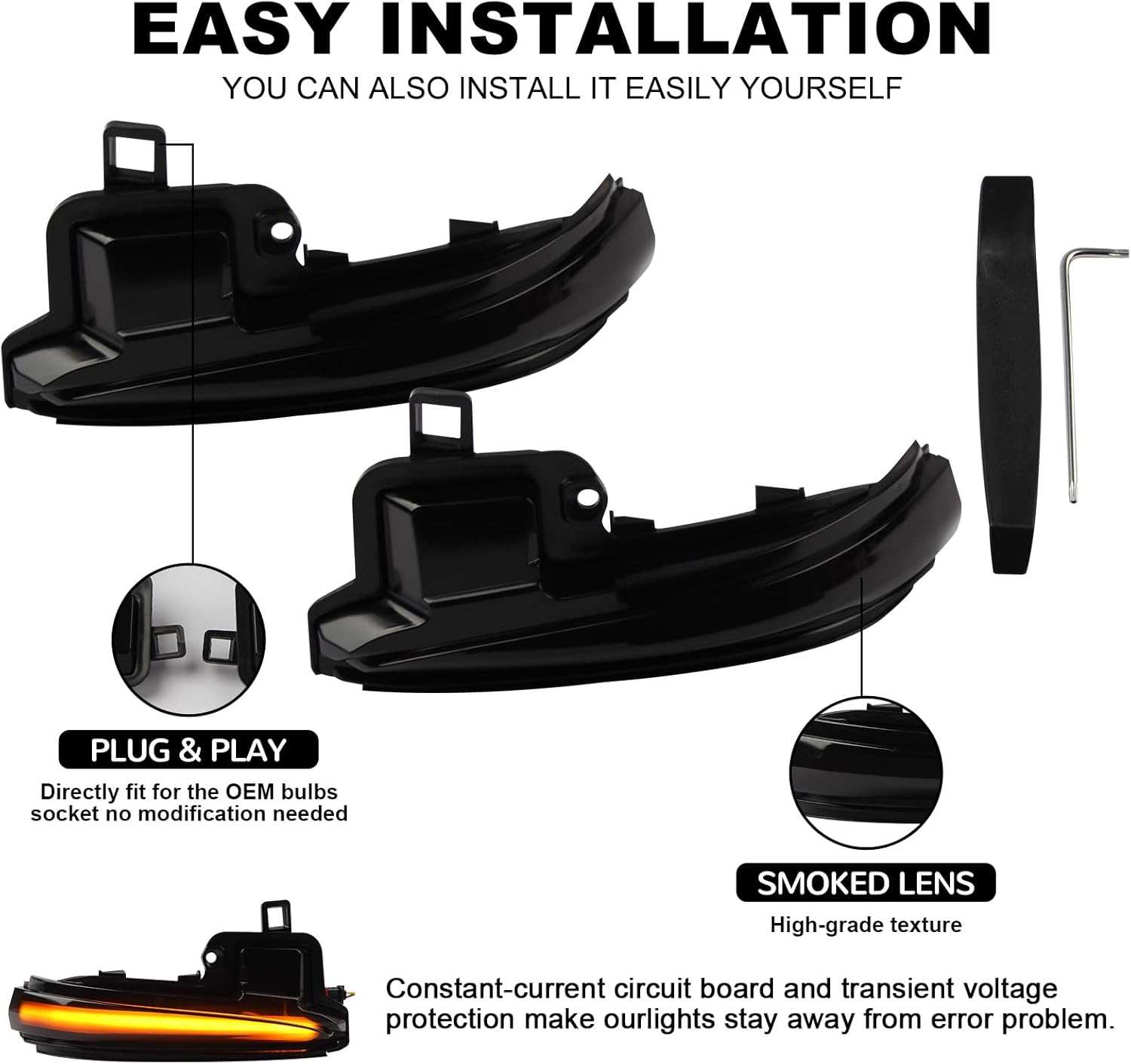 [2pcs] Side Mirror Turn Signal Lights for Toyota Tacoma 2016-2023/2019-2024 RAV4, LED Sequential Dynamic Indicator Strip Lamps Replacement for 8174058010
