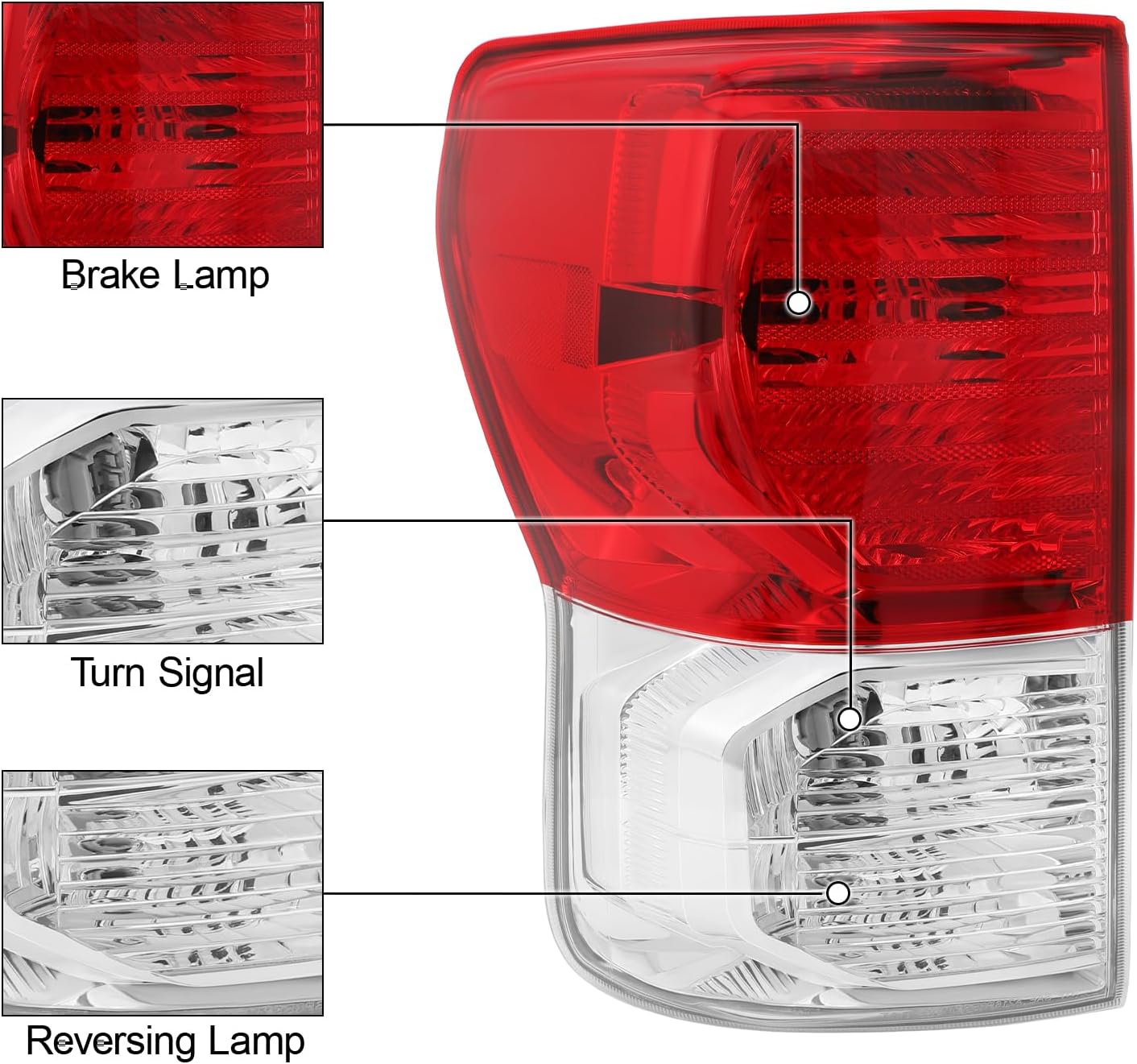 Tail Light Assembly Fit For 2010-2013 Toyota Tundra 2010 2011 2012 2013 Toyota Tundra 10 11 12 13 Toyota Tundra Rear Brake Lamp (Left Side)
