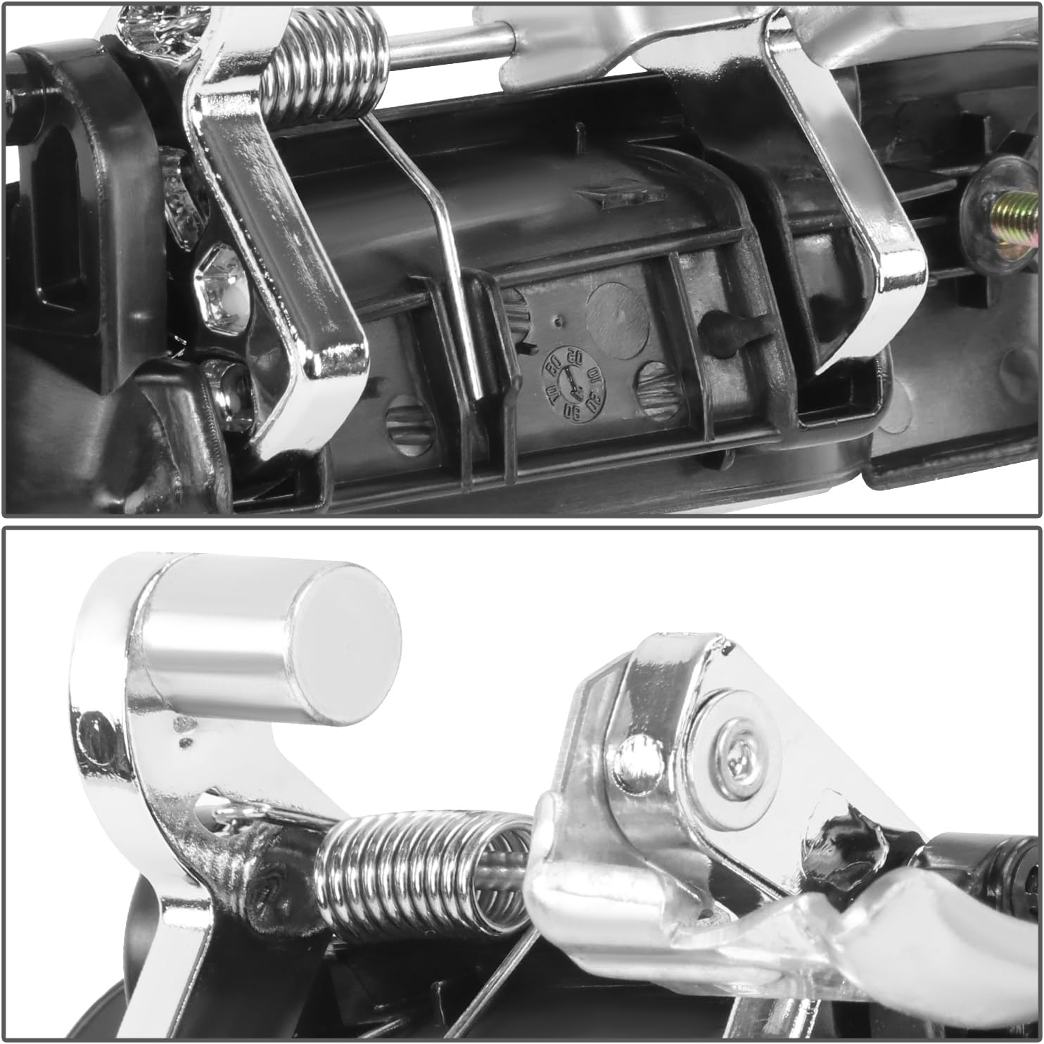 DNA MOTORING Rear Right Outer Door Handle Compatible with 01-05 Honda Civic Sedan, Black/Chrome, OEM-DHO-01057