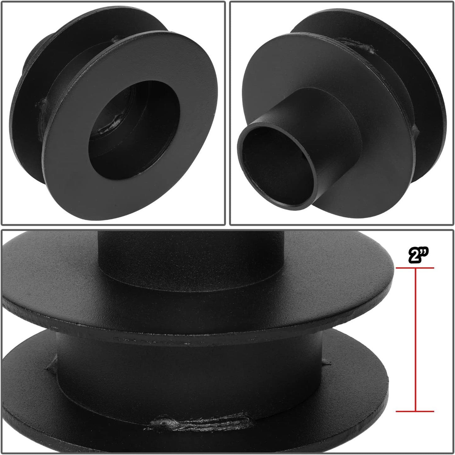 J2 Engineering J2-LK-FD-F-SE-024-BK 2" Front Leveling Lift Kit Coil Spring Spacers w/Shock Extensions Compatible with 05-22 F250 Super Duty / F350 Super Duty