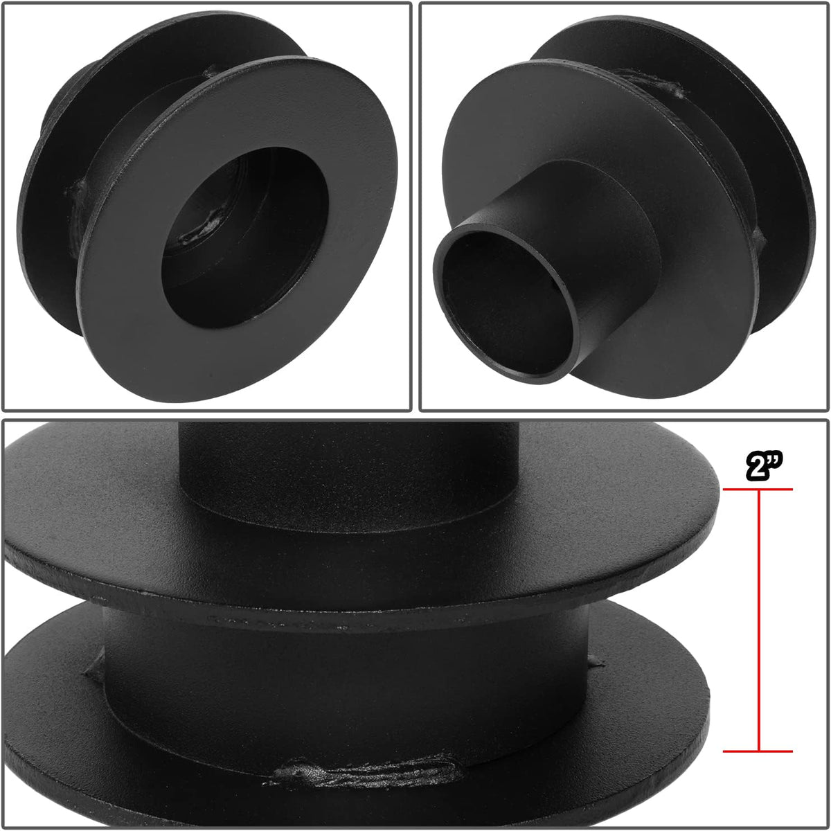 J2 Engineering J2-LK-FD-F-SE-024-BK 2" Front Leveling Lift Kit Coil Spring Spacers w/Shock Extensions Compatible with 05-22 F250 Super Duty / F350 Super Duty