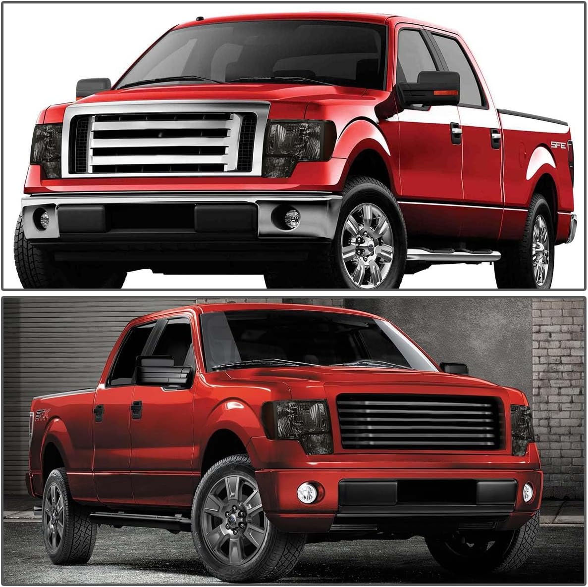 DNA MOTORING HL-OH-F1509-SM-AM Smoke Lens Amber Headlights Replacement Compatible with 09-14 F-150