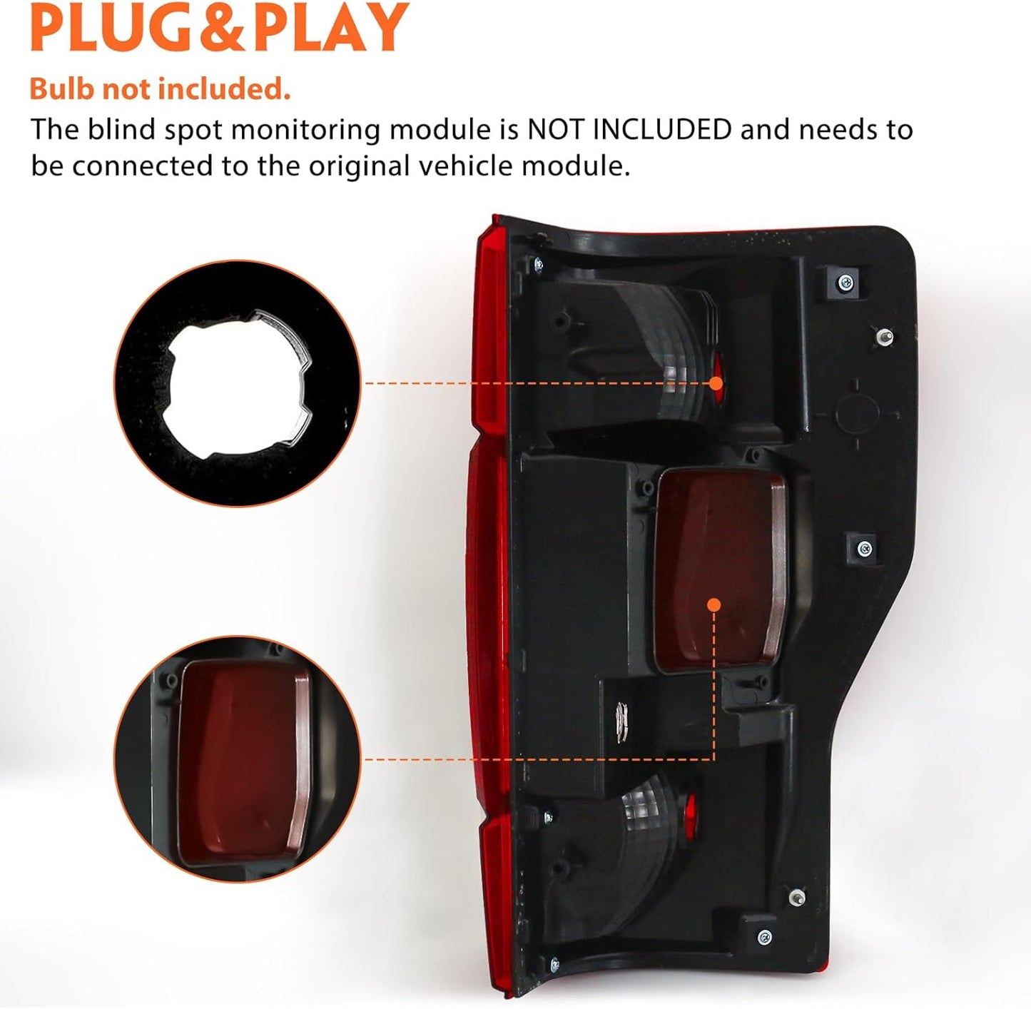 FIONE Tail Light Assembly Compatible with Ford F250 2020 2021 2022 Super Duty Rear Lamp Taillight Blind Spot Can Be Connected Left Driver Side LH