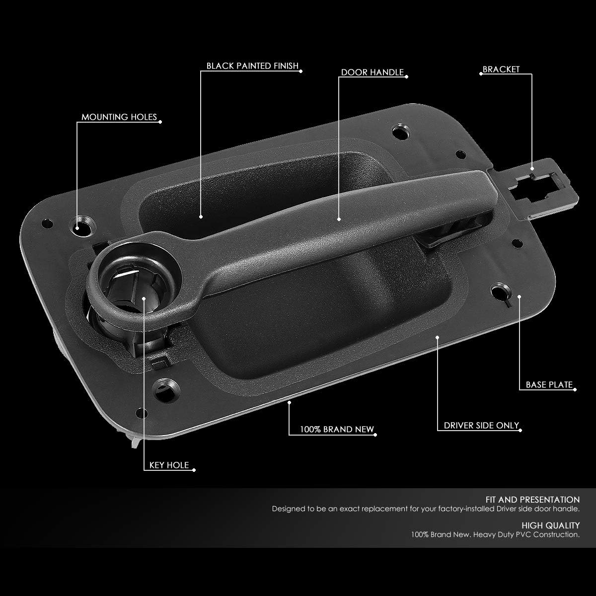 DNA Motoring PT-ZTL-9052-LH Driver/Left Exterior Outter Outside Door Handle Replacement,Black