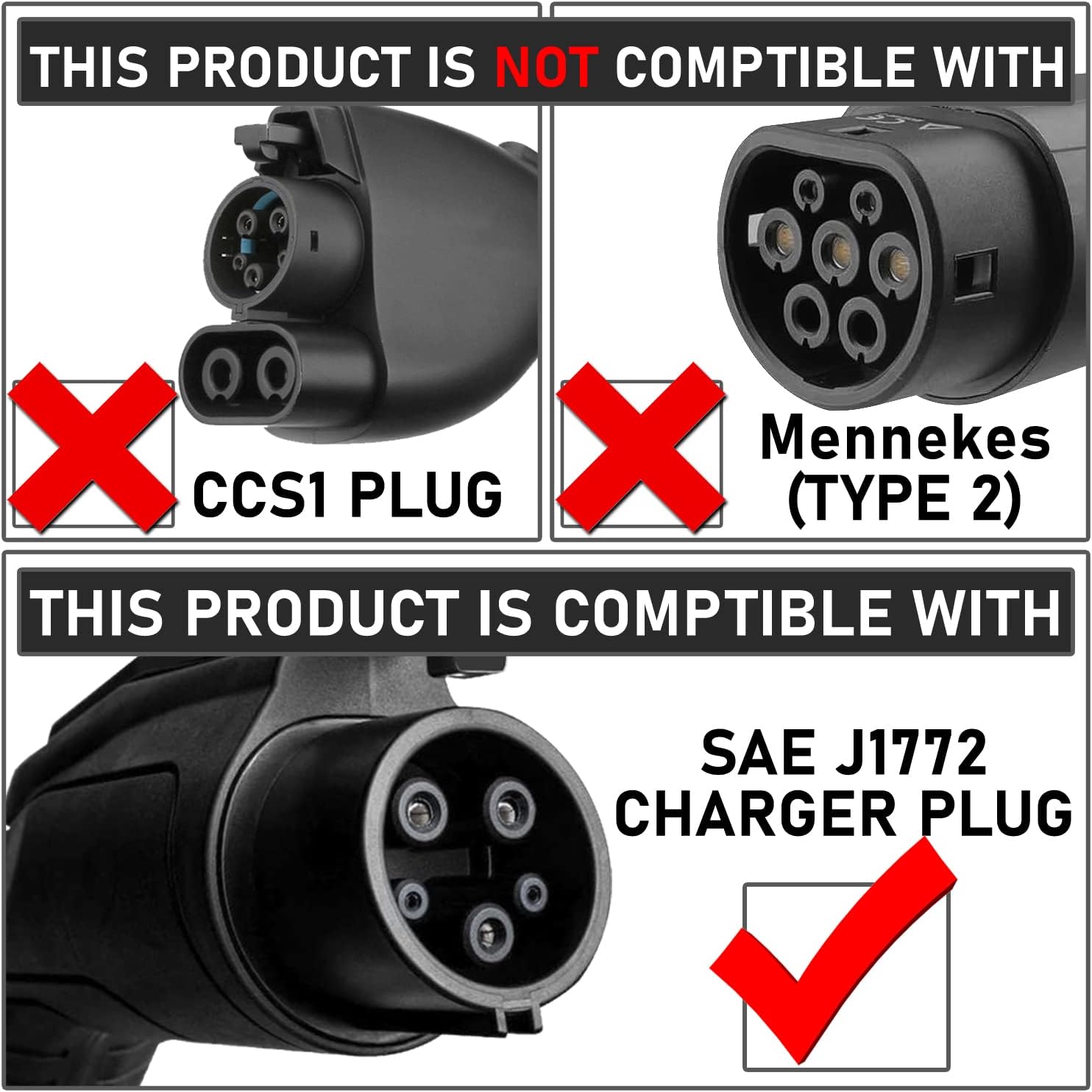 DNA MOTORING TCR-001 J1772 to Tesla Charging Adapter Maximize EV Charging Options Compatible with Tesla Model 3, Y, S, X for Level 1 Level 2 Charging Stations SAE J1772 Charger