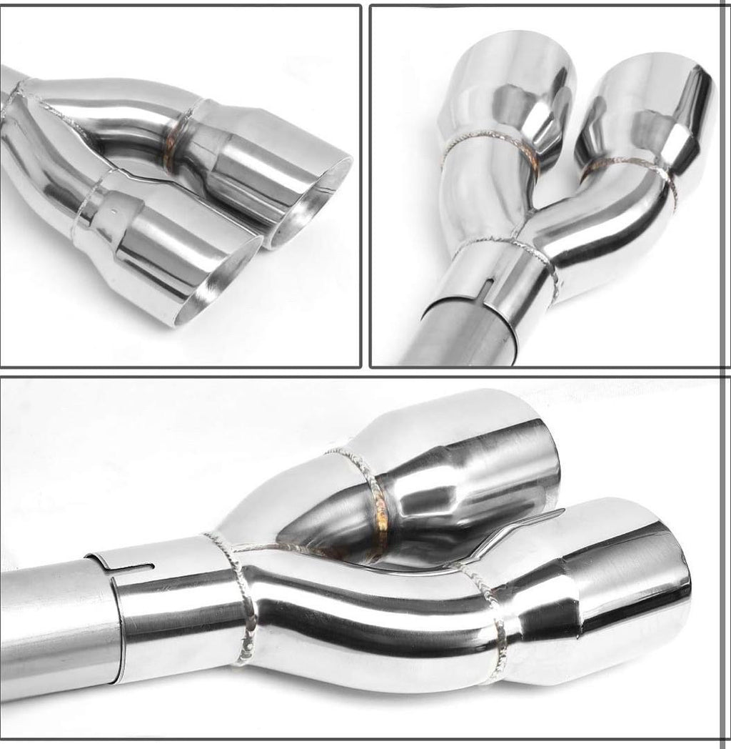 AXLE CAT BACK EXHAUST KIT W/QUAD DUAL 3.5 INCHES OD STAINLESS STEEL TIP