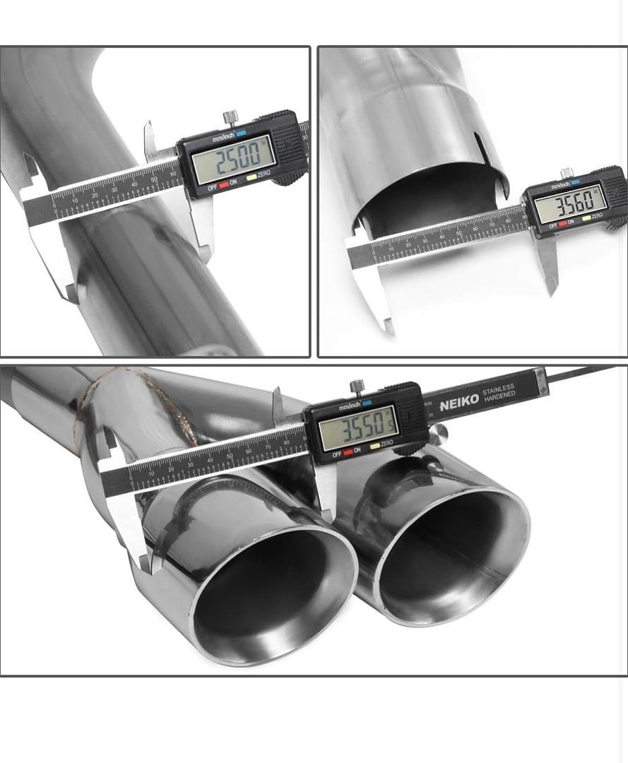 AXLE CAT BACK EXHAUST KIT W/QUAD DUAL 3.5 INCHES OD STAINLESS STEEL TIP