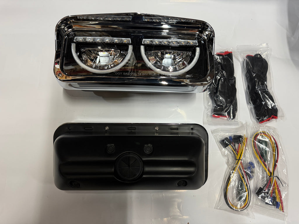 01-11 FREIGHTLINER CLASSIC, BLAC LED HALO DRL TURN SIGNAL DUAL REFLECTOR HEADLIGHTS K