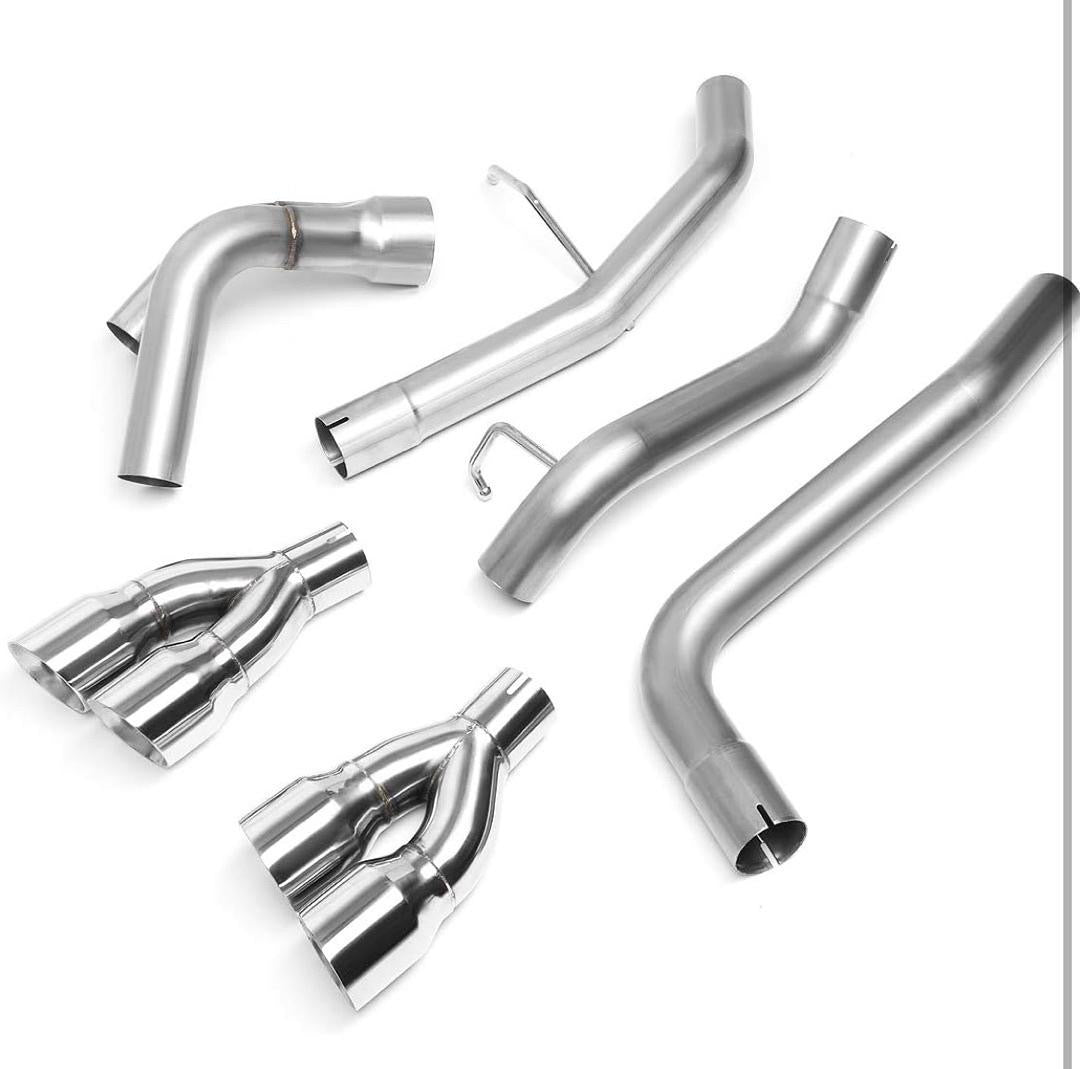 AXLE CAT BACK EXHAUST KIT W/QUAD DUAL 3.5 INCHES OD STAINLESS STEEL TIP