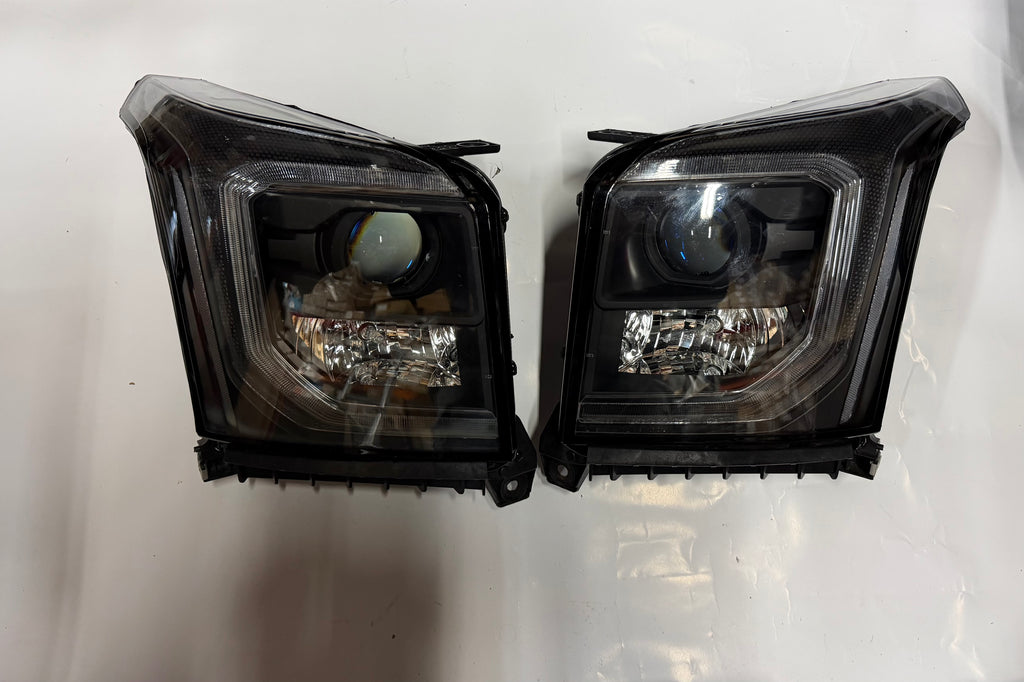 15-20 GMC YUKON BLACK HOUSING FACTORY STYLE LED BAR PROJECTOR HEADLIGHTS PAIR