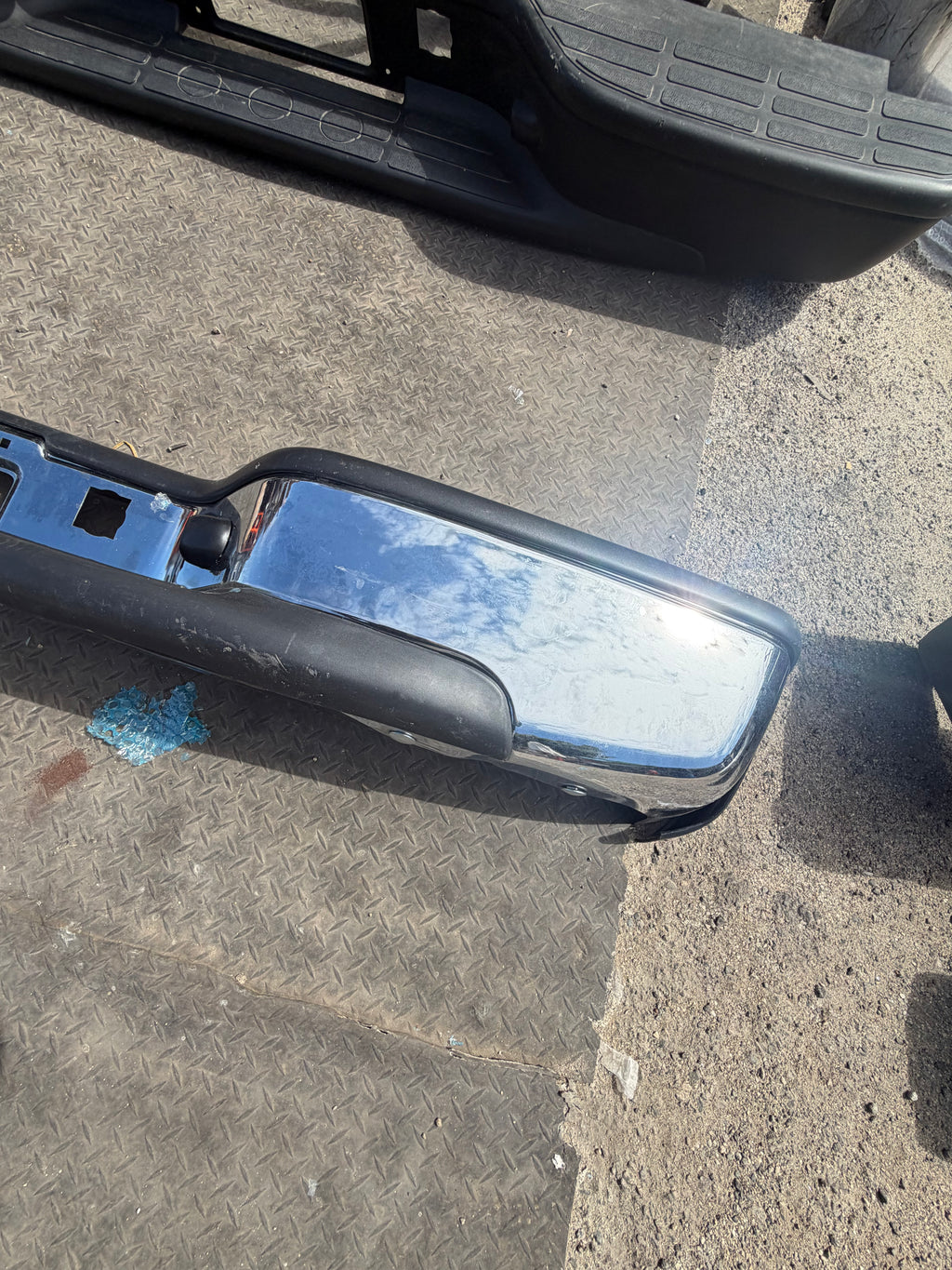 AS IS BUMPER FOR 99-06 CHEVY SILVERADO AND GMC SIERRA REAR CHROME WITH BRACKETS AND HARDWARE AVAILABLE