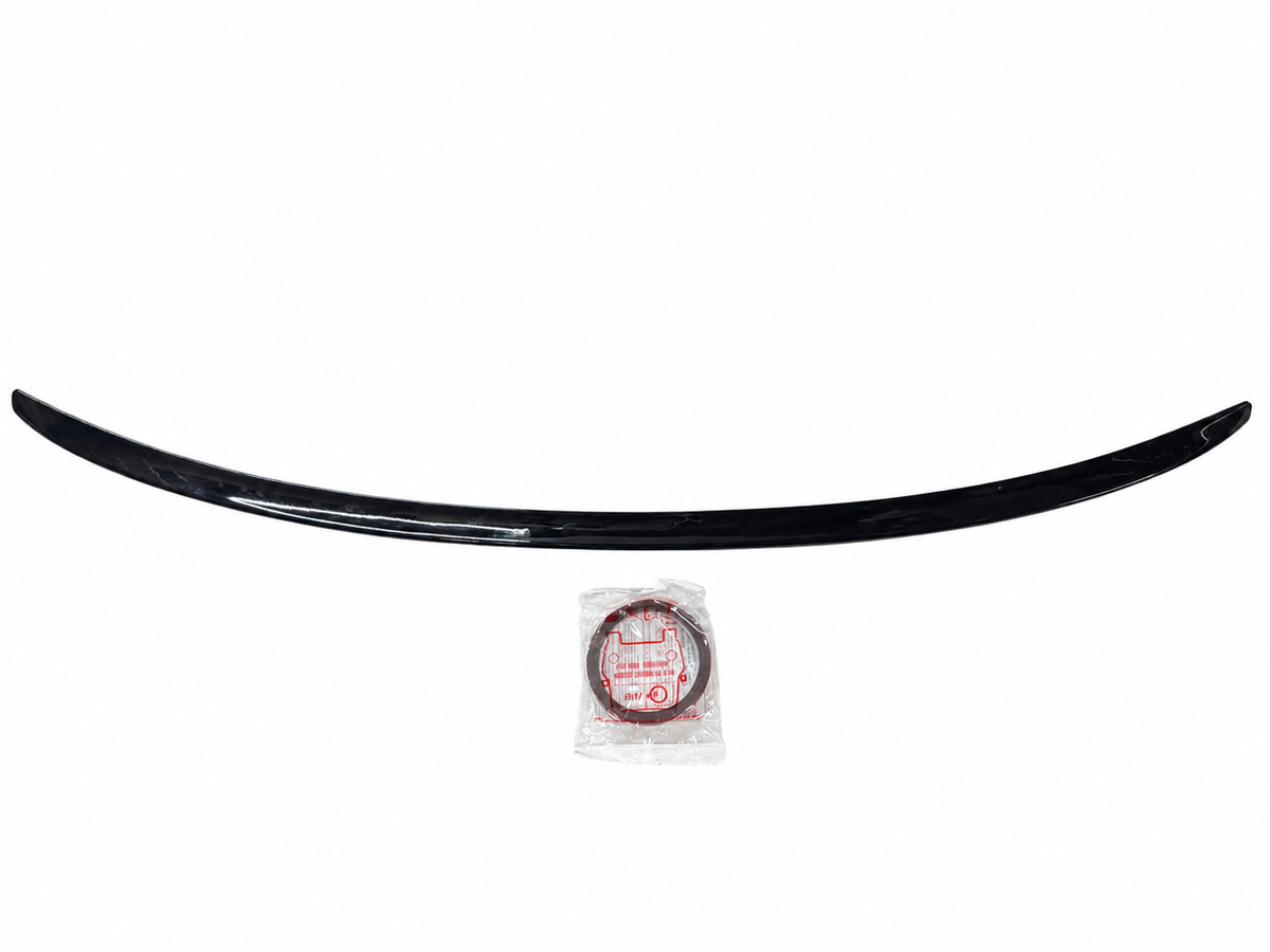 Black BMW E92 M3-style rear trunk spoiler with mounting tape
