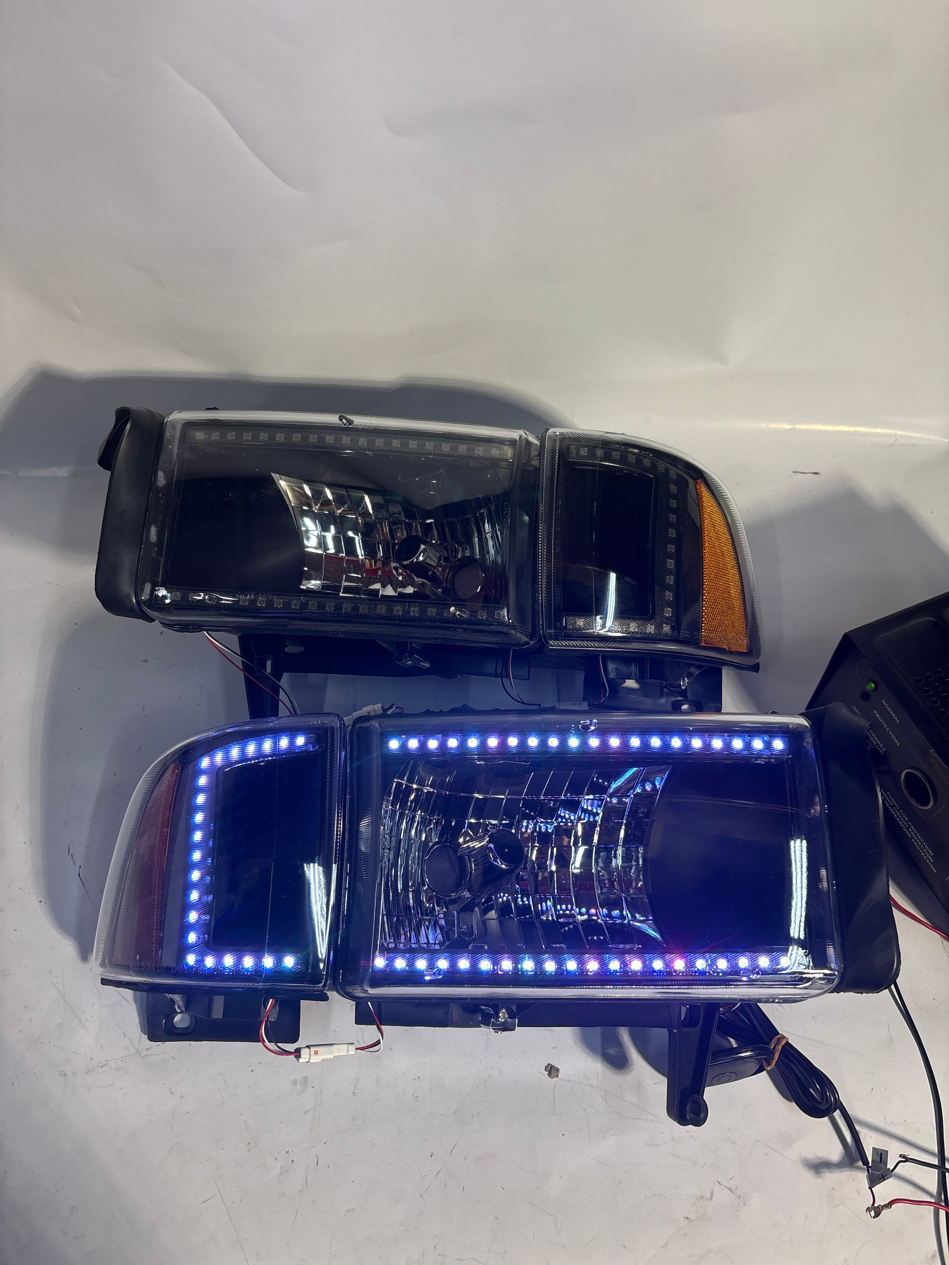 94-01 Dodge Ram 1500 94-02 Dodge Ram 2500 RBG Black Amber Headlights
