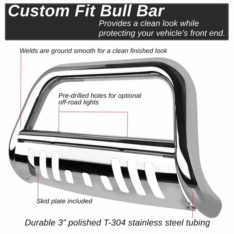 BURB-033-SS chrome bull bar with skid plate
