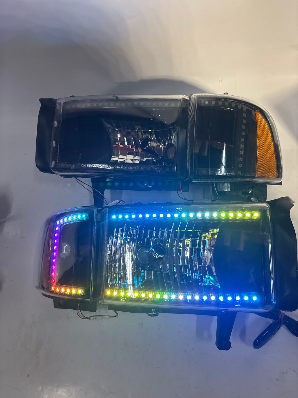 94-01 Dodge Ram 1500 94-02 Dodge Ram 2500 RBG Black Amber Headlights