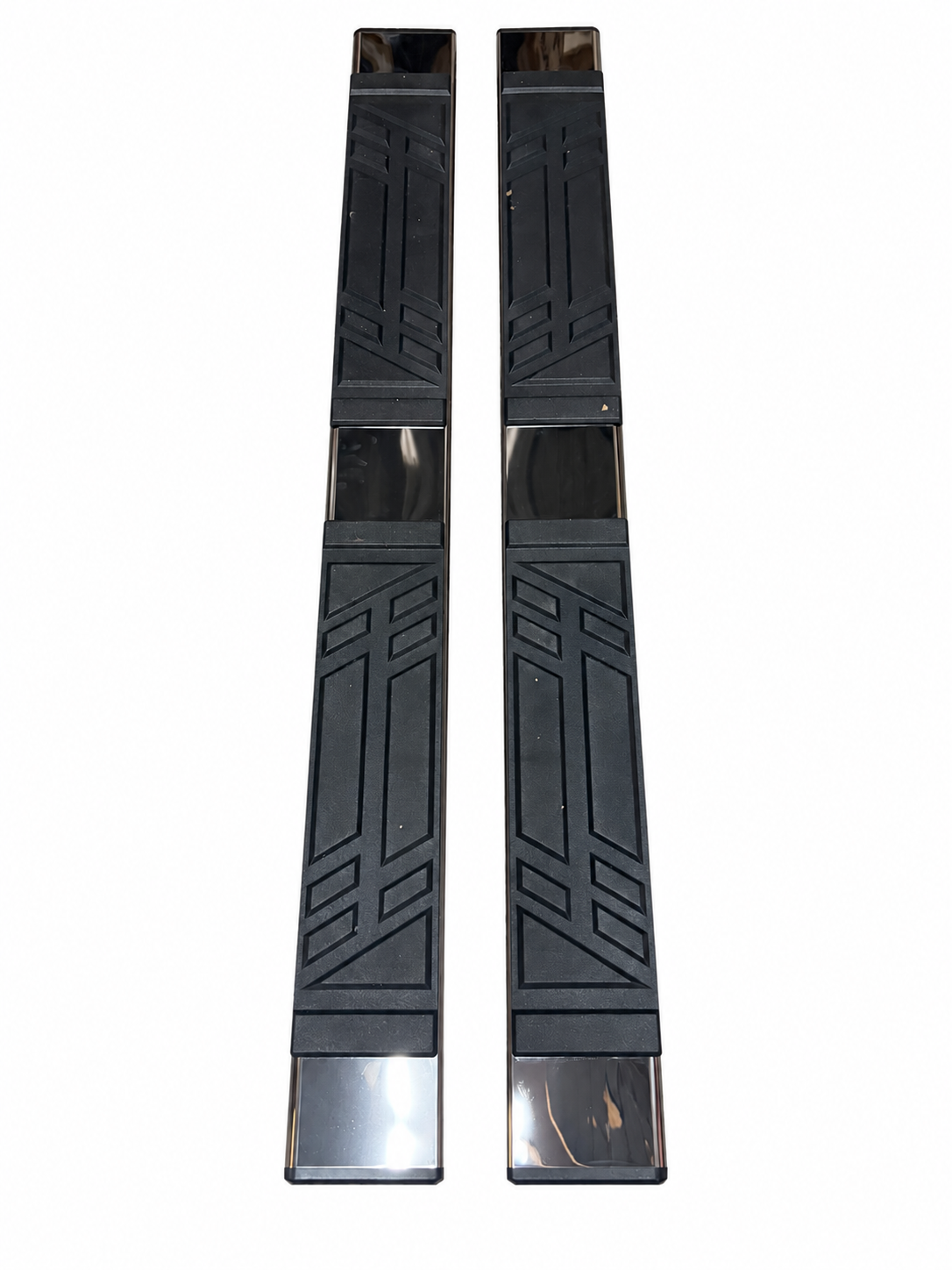 STEPB-U-175-T1 Universal Running Boards extended cab – Polished Silver/Black – Pair