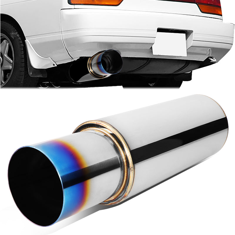 EXA-MF-003-T2 polished muffler with burnt-blue straight tip