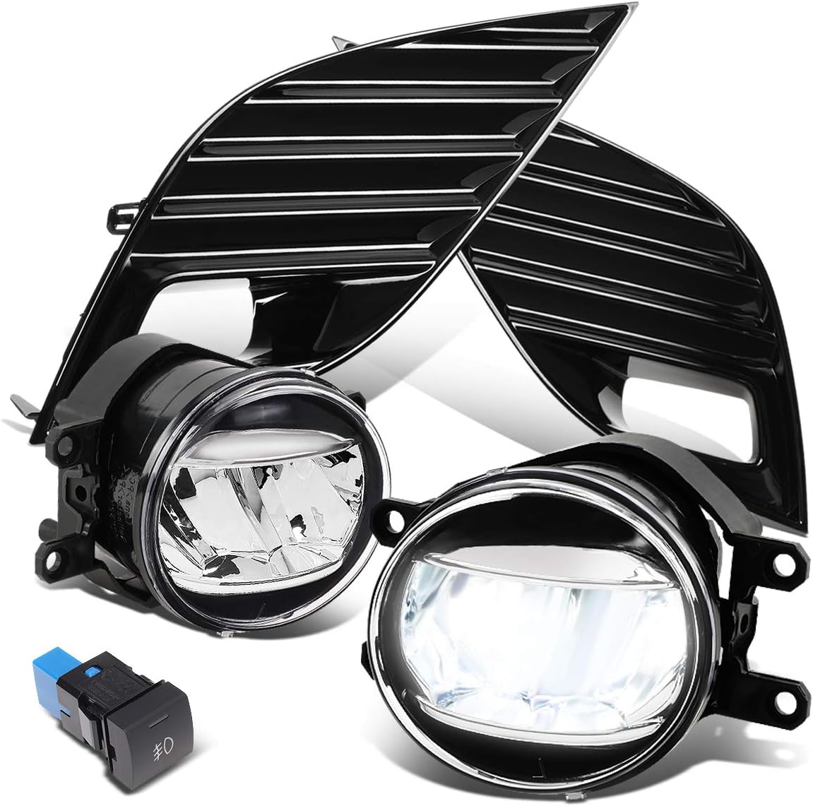DNA Motoring FL-ZTL-317-CH Toyota Camry 2018-2020 LED fog light assembly pair with bezels and switch