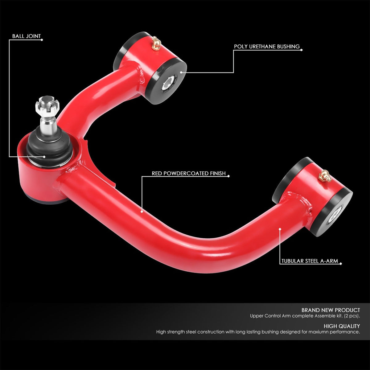 Toyota 4Runner FJ Cruiser Lexus GX Front Upper Control Arms, 2-4 in Lift, Red Pair - view 2