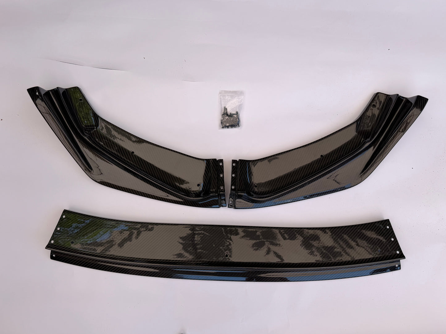 14–17 HONDA FIT FRONT BUMPER LIP WITH VERTICAL STABLIZERS RESIN CARBON FIBER