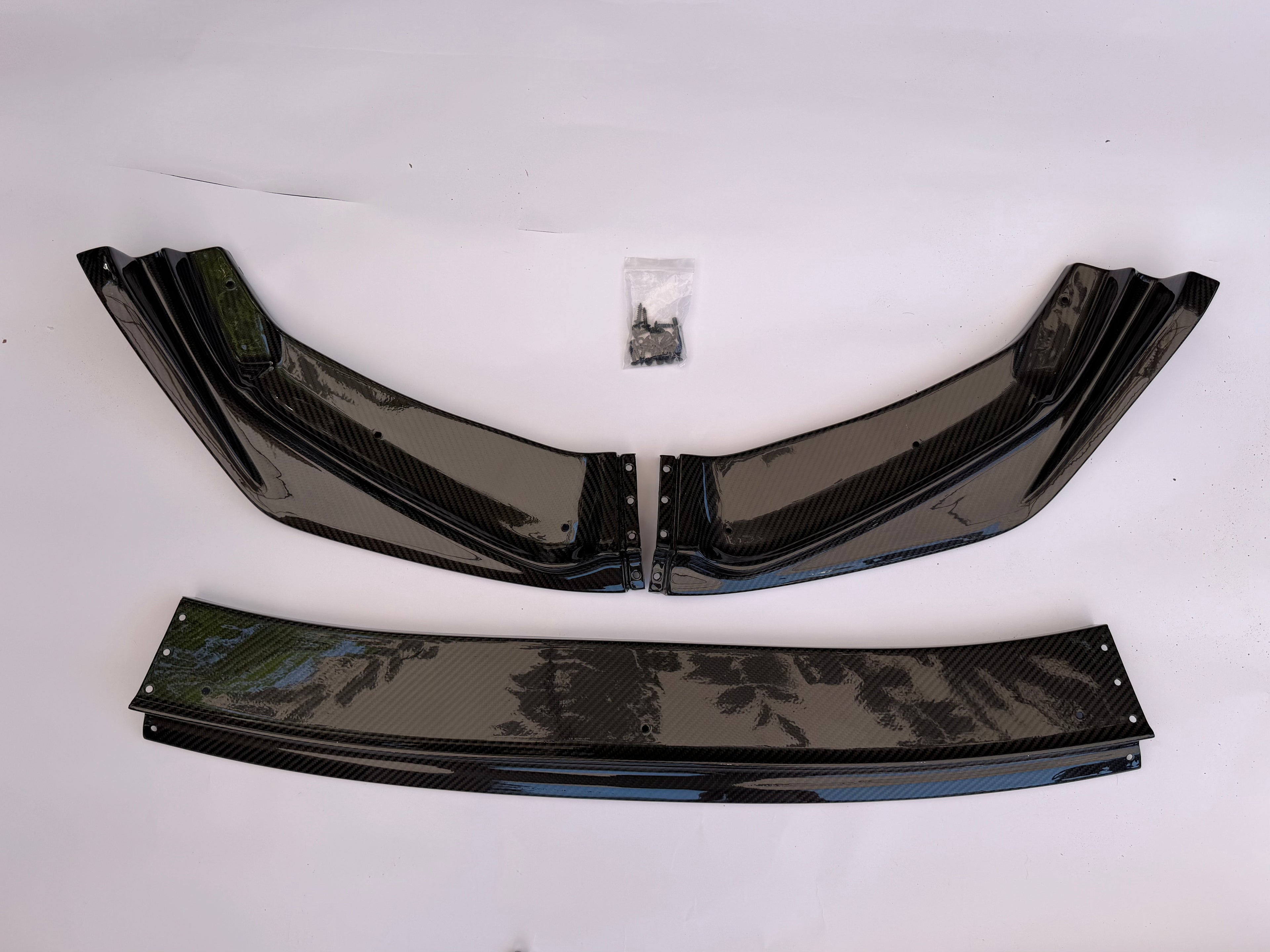 14–17 HONDA FIT FRONT BUMPER LIP WITH VERTICAL STABLIZERS RESIN CARBON FIBER