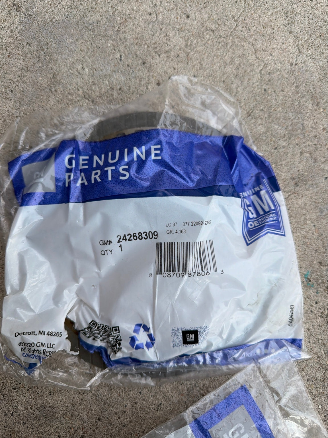 Actual received GM 24268309 with factory label