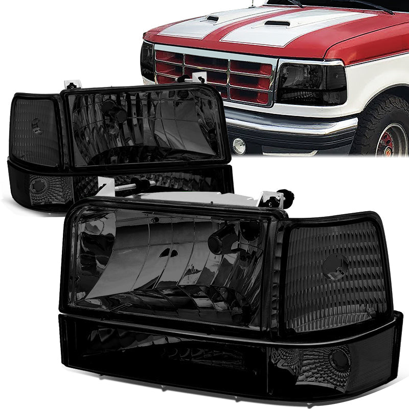 1992–1996 Ford F-Series/Bronco smoked clear six-piece headlight kit — supplier catalog photo 1