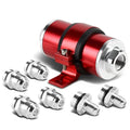 DNA Motoring IFF+C-RD red aluminum 30 micron inline fuel filter, mounting bracket and AN6 AN8 AN10 fittings