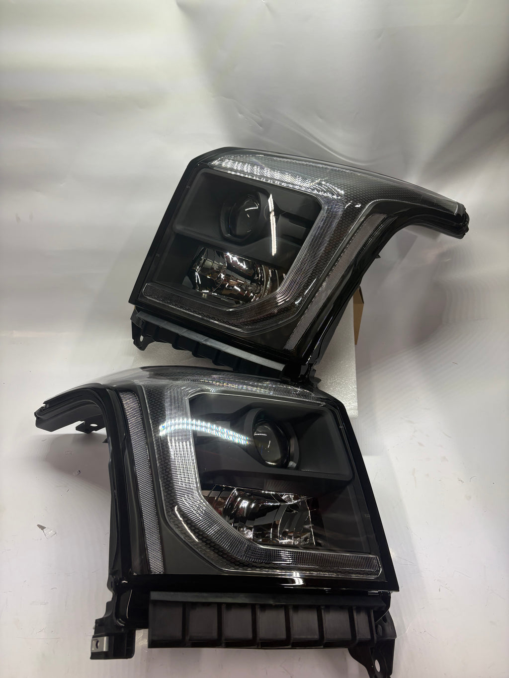 15-20 GMC Yukon Black Housing Factory Style LED Bar Projector Headlights