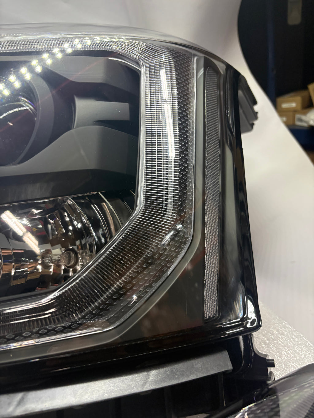 15-20 GMC Yukon Black Housing Factory Style LED Bar Projector Headlights