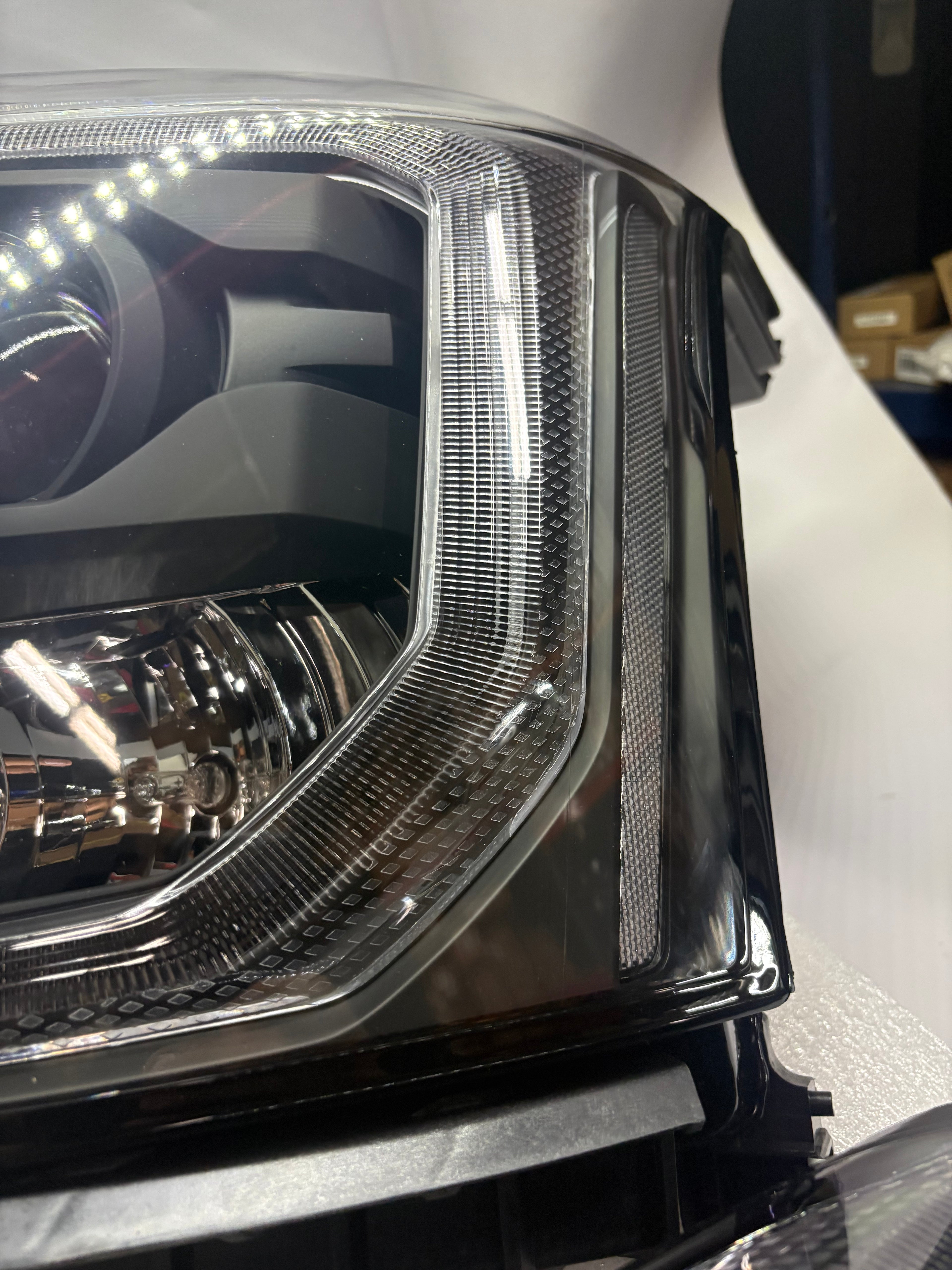 15-20 GMC Yukon Black Housing Factory Style LED Bar Projector Headlights