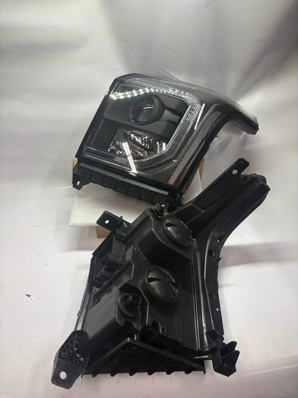 15-20 GMC Yukon Black Housing Factory Style LED Bar Projector Headlights