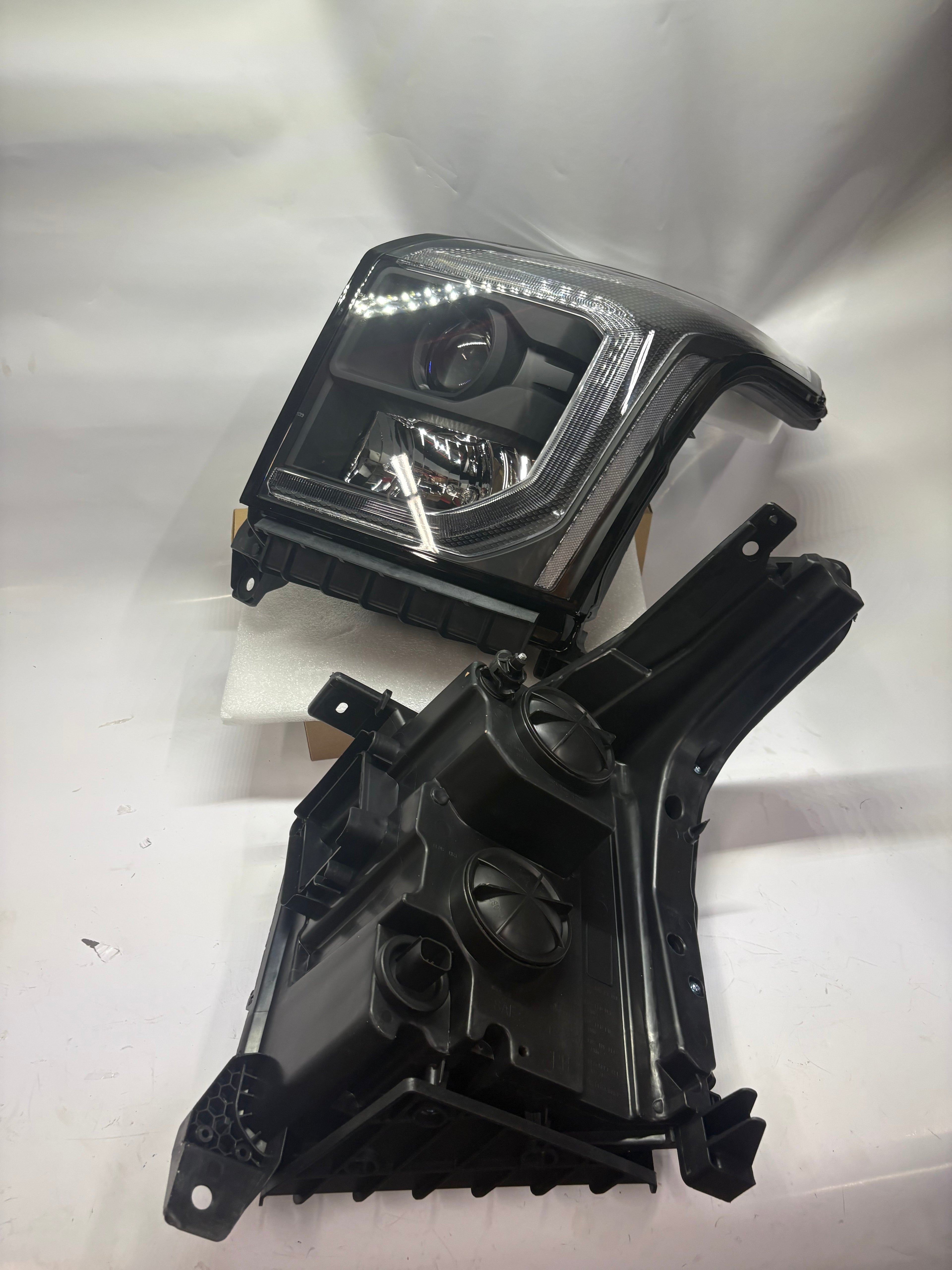 15-20 GMC Yukon Black Housing Factory Style LED Bar Projector Headlights