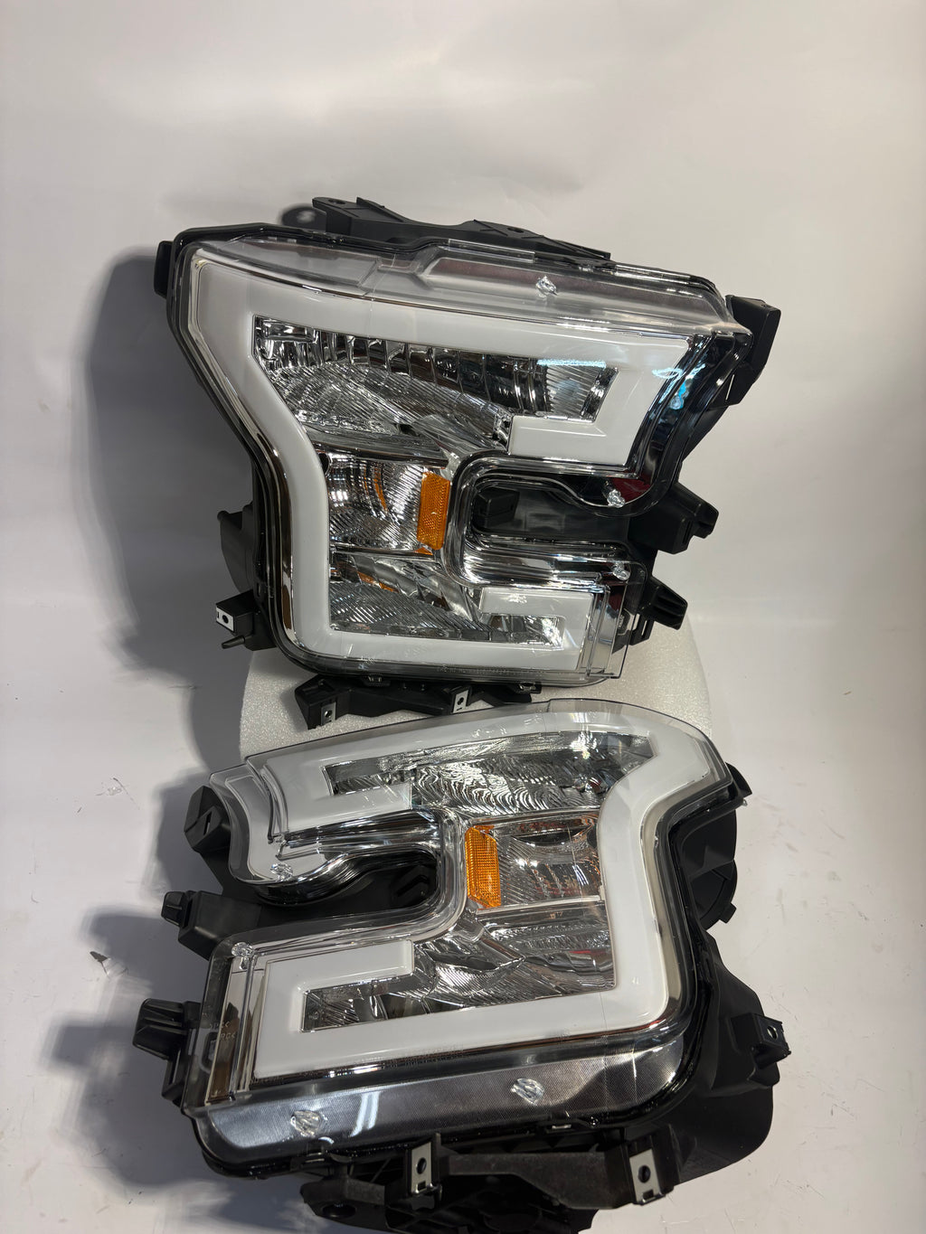 15-17 Ford F-150 Chrome Amber LED Headlights Plug N Play