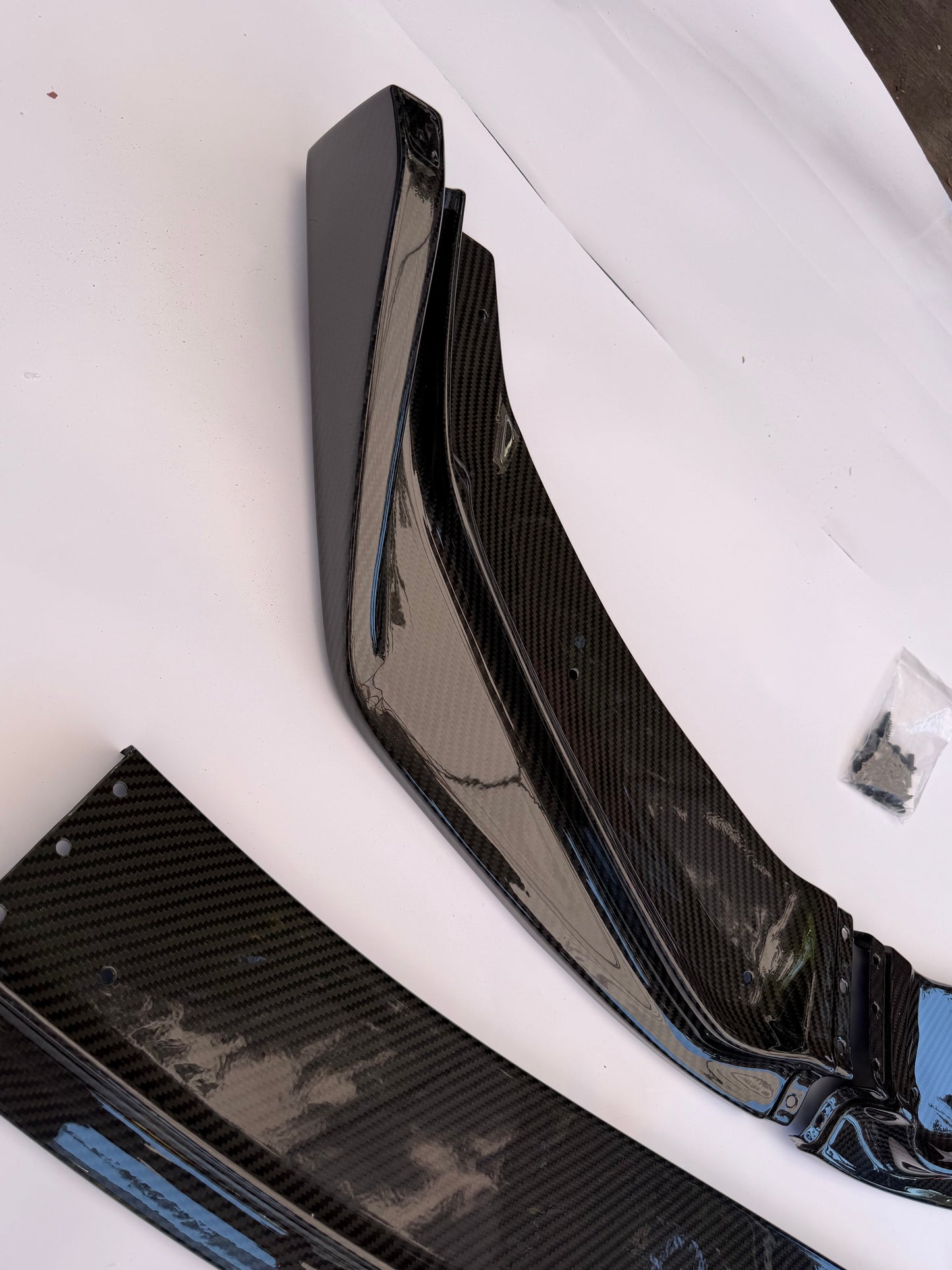 14–17 HONDA FIT FRONT BUMPER LIP WITH VERTICAL STABLIZERS RESIN CARBON FIBER