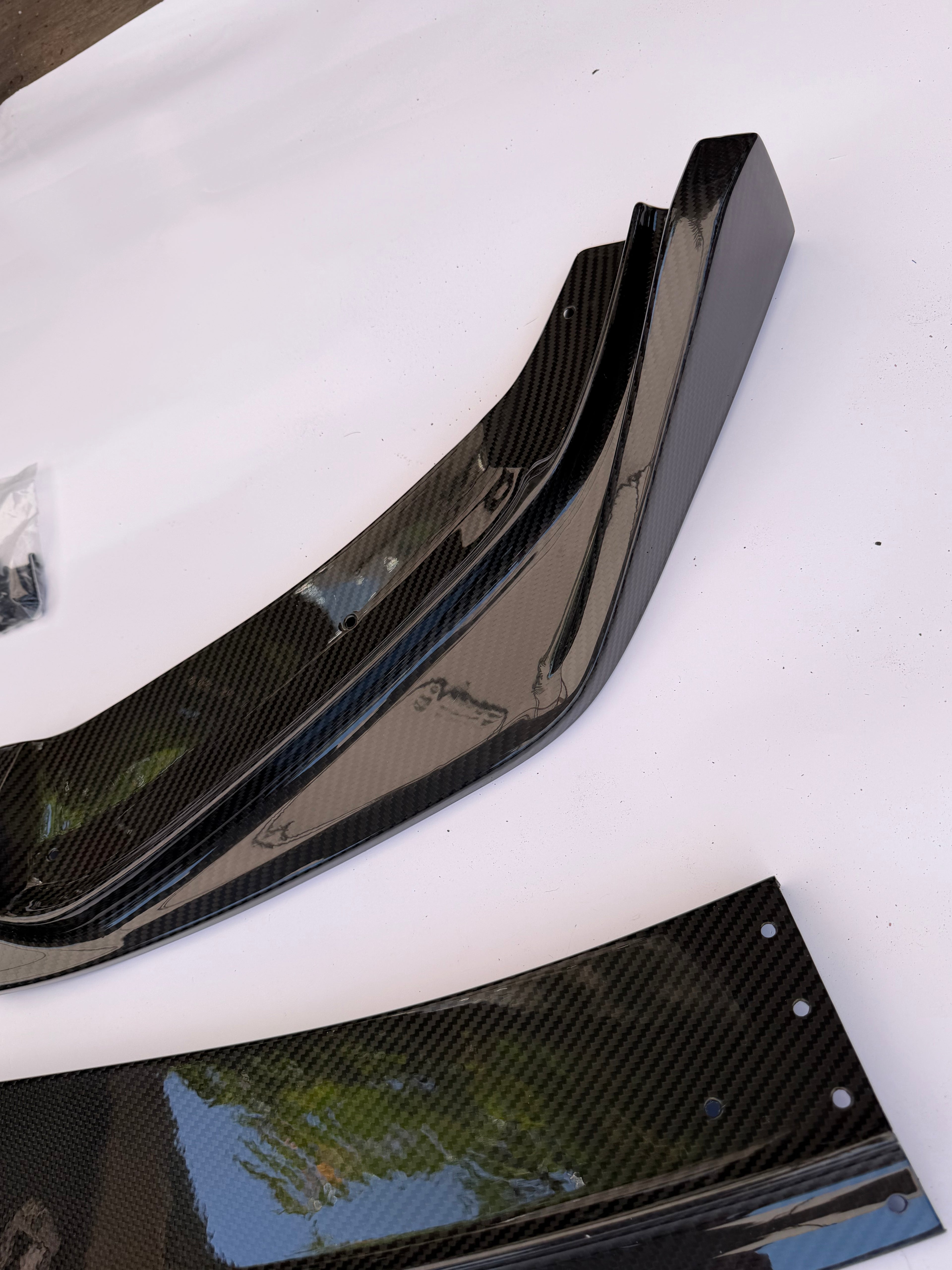14–17 HONDA FIT FRONT BUMPER LIP WITH VERTICAL STABLIZERS RESIN CARBON FIBER