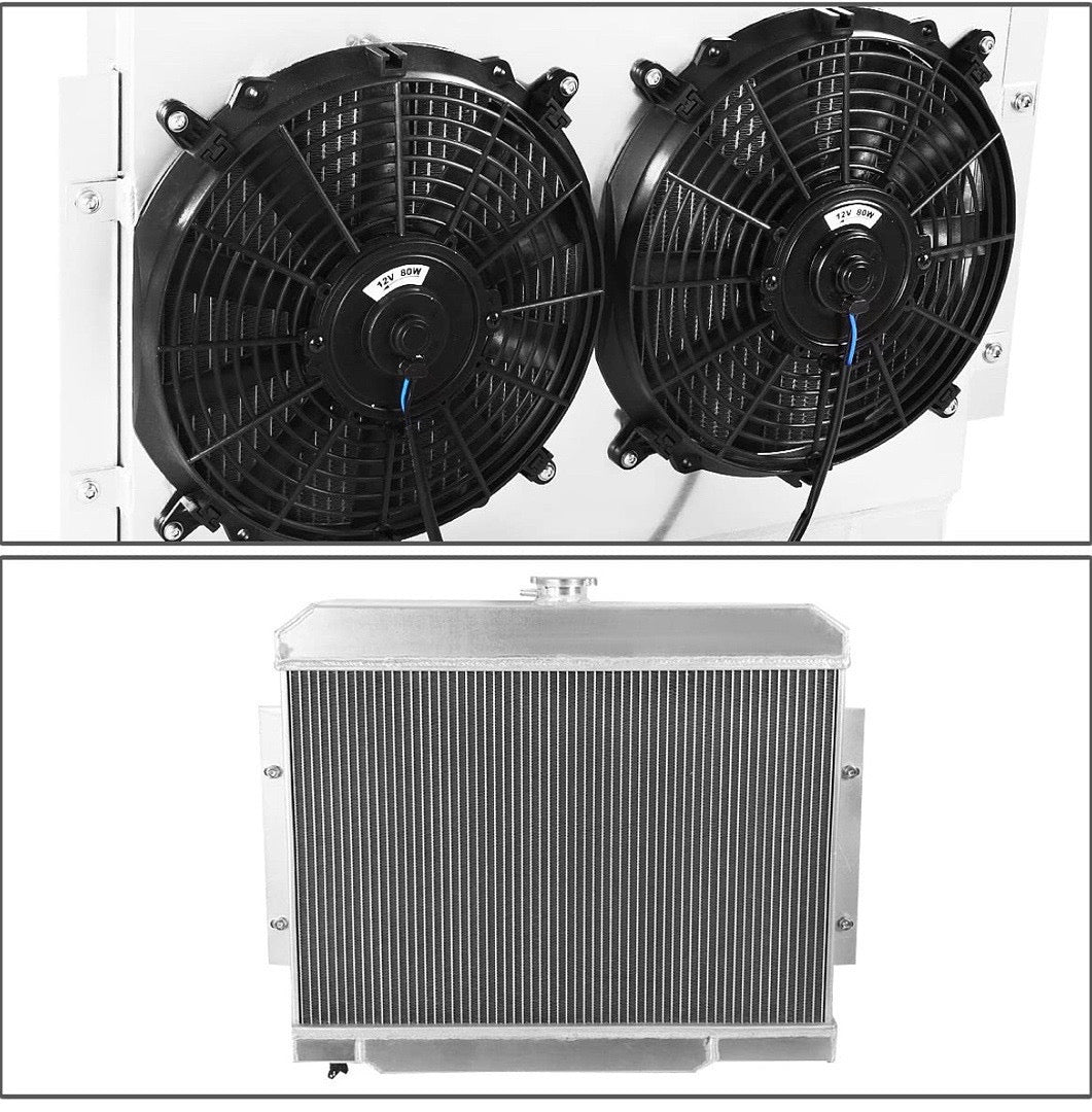 3-Rows Full Aluminum Radiator+Fan  74-75 Jeep Cherokee CJ6 76-86 CJ7 MT Shroud RA+FS-Jeep73–3