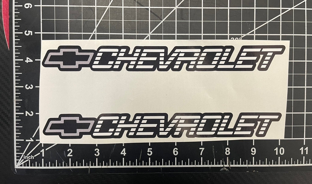 10x1 inches 2 piece c/k style chevrolet chevy gray sticker decal self adhesive