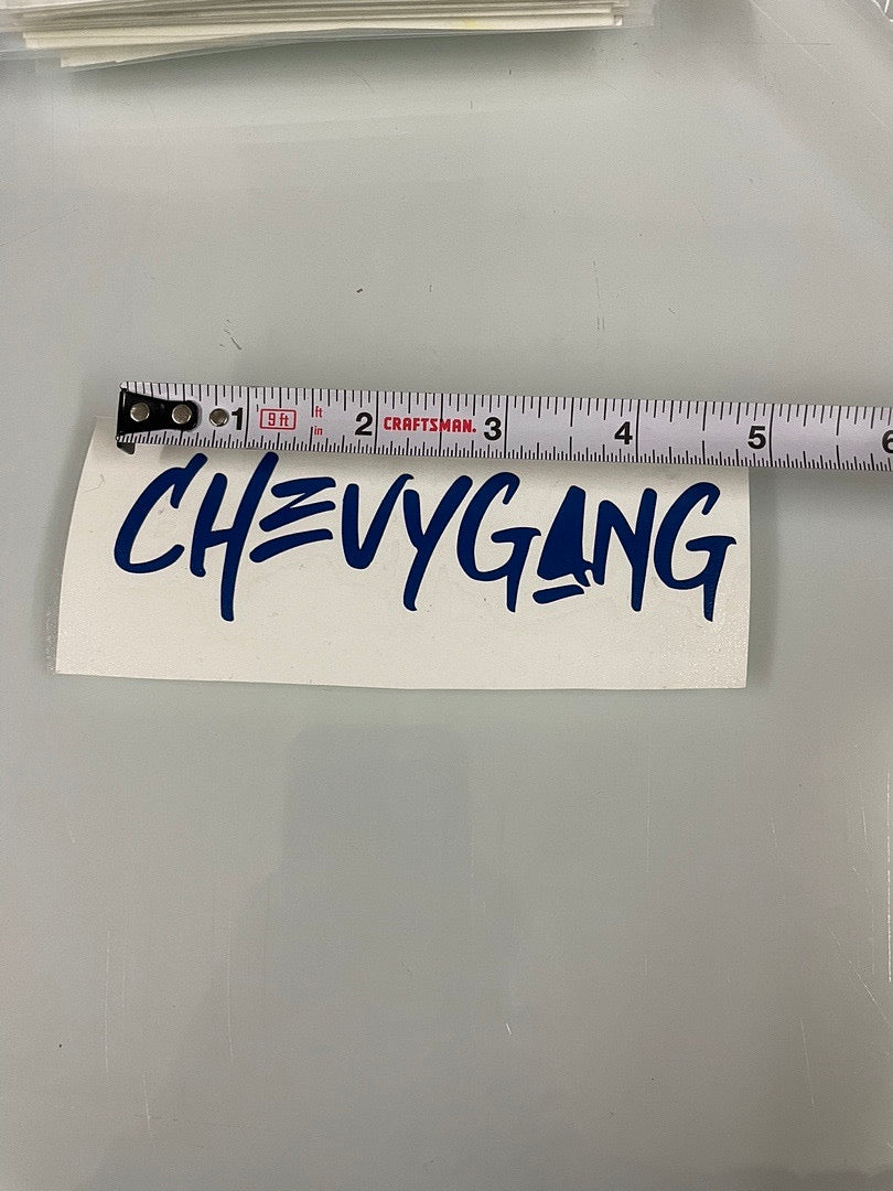 5x1.5 inch blue “chevy gang” vynil decal 1 pcs