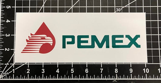 9x3.5 inches white green and red Pemex sticker adhesive vinyl