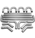 16 PCS 3 INCHES MILD STEEL DIY CUSTOM MANDREL EXHAUST PIPE STRAIGHT & U BEND TUBE KIT UNIVERSAL FIT
