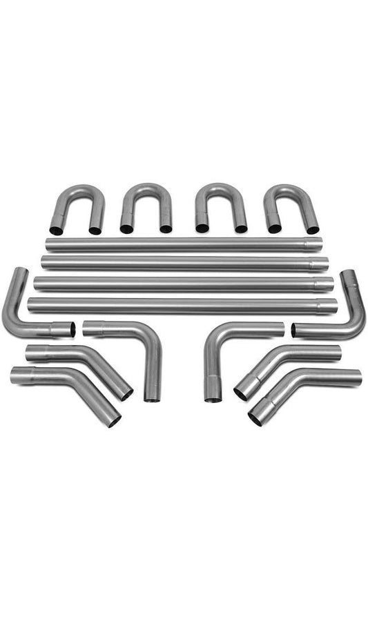 16Pcs 2.25 Inches OD DIY Custom Mandrel Exhaust Pipe Kit Straight & Bend ZTL-225RAW