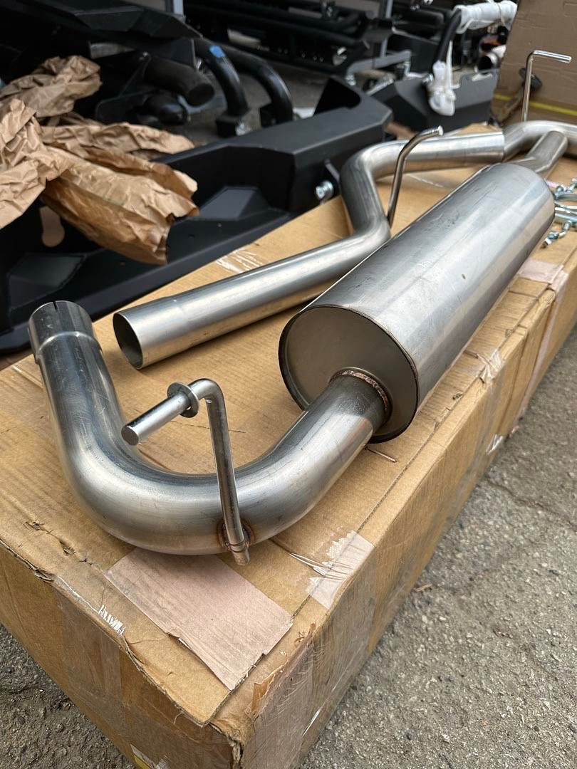 muffler catback exhaust system single tip stainless steel 07-11 Jeep Wrangler CBE-JW072D-38L
