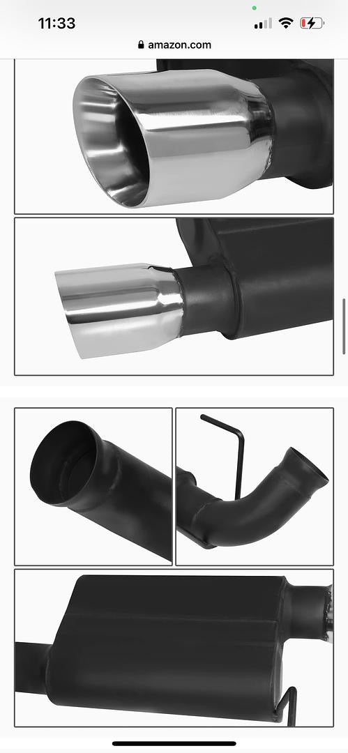 Pair of 3.75 Inches Matte Black Painted Muffler Axle-Back Exhaust Compatible with Ford Mustang 5.0L 5.4L 2011-2012 CBE-UR-003