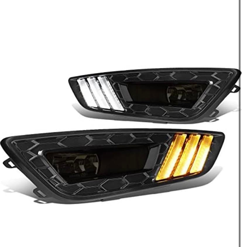 15-17 FORD FOCUS SMOKED FOG LIGHT LED BEZEL SWITCH BACK LUZ ANTINIEBLA AHUMADO CON BISEL Y INTERRUPTOR