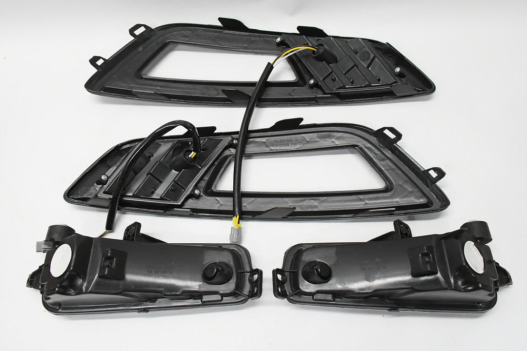 15-17 FORD FOCUS SMOKED FOG LIGHT LED BEZEL SWITCH BACK LUZ ANTINIEBLA AHUMADO CON BISEL Y INTERRUPTOR