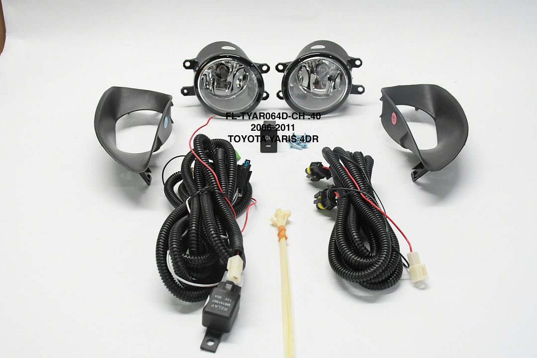 CHROME FOG LIGHT WITH SWITCH DRIVER & PASSENGER SIDE ENHANCED VISIBILITY 06-11 YARIS 4-DOOR SEDAN LUZ ANTINIEBLA CON INTERRUPTOR