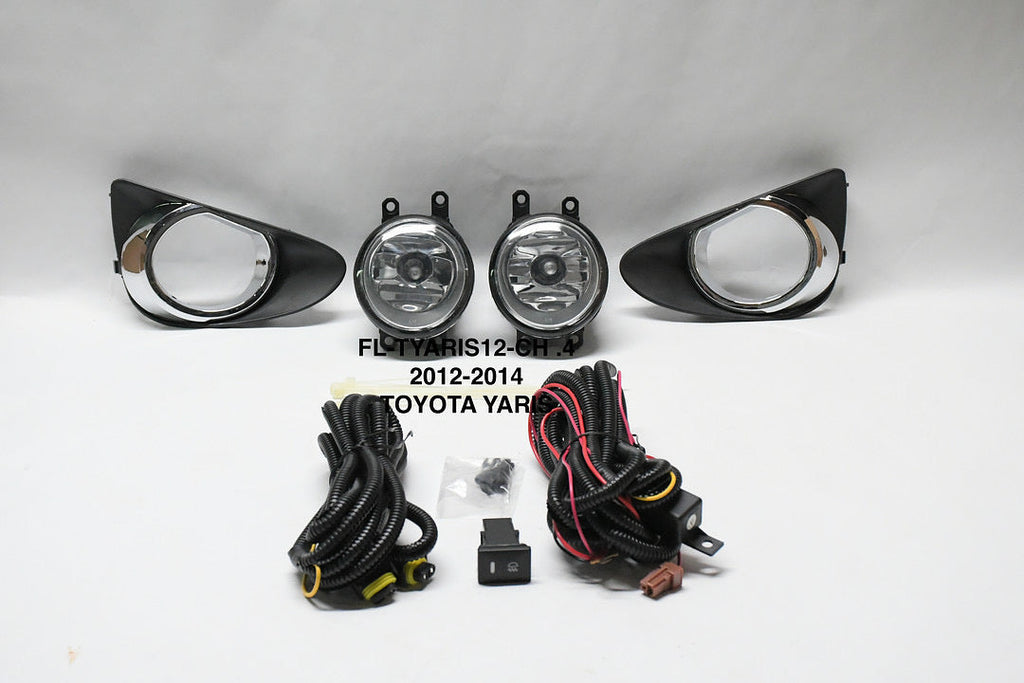 12-14 TOYOTA YARIS HATCHBACK CHROME FOG LIGHTS WITH SWITCH SIDE ENHANCED VISIBILITY LUZ ANTINIEBLA CON INTERRUPTOR CROMADO