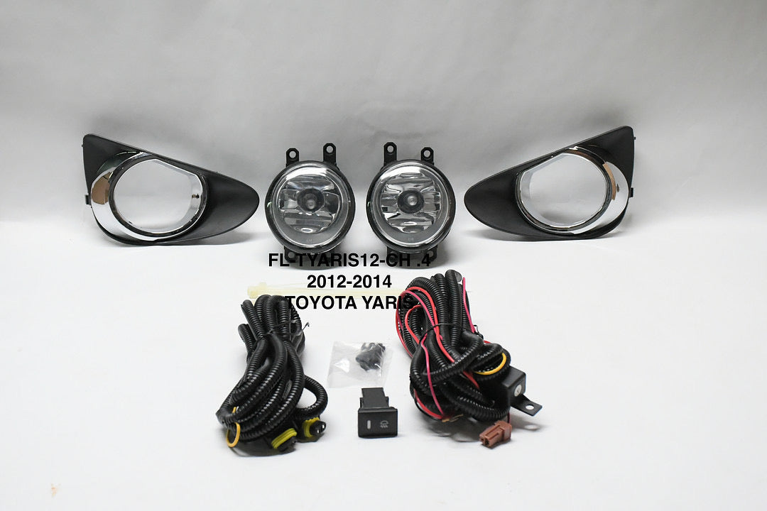 12-14 TOYOTA YARIS HATCHBACK CHROME FOG LIGHTS WITH SWITCH SIDE ENHANCED VISIBILITY LUZ ANTINIEBLA CON INTERRUPTOR CROMADO